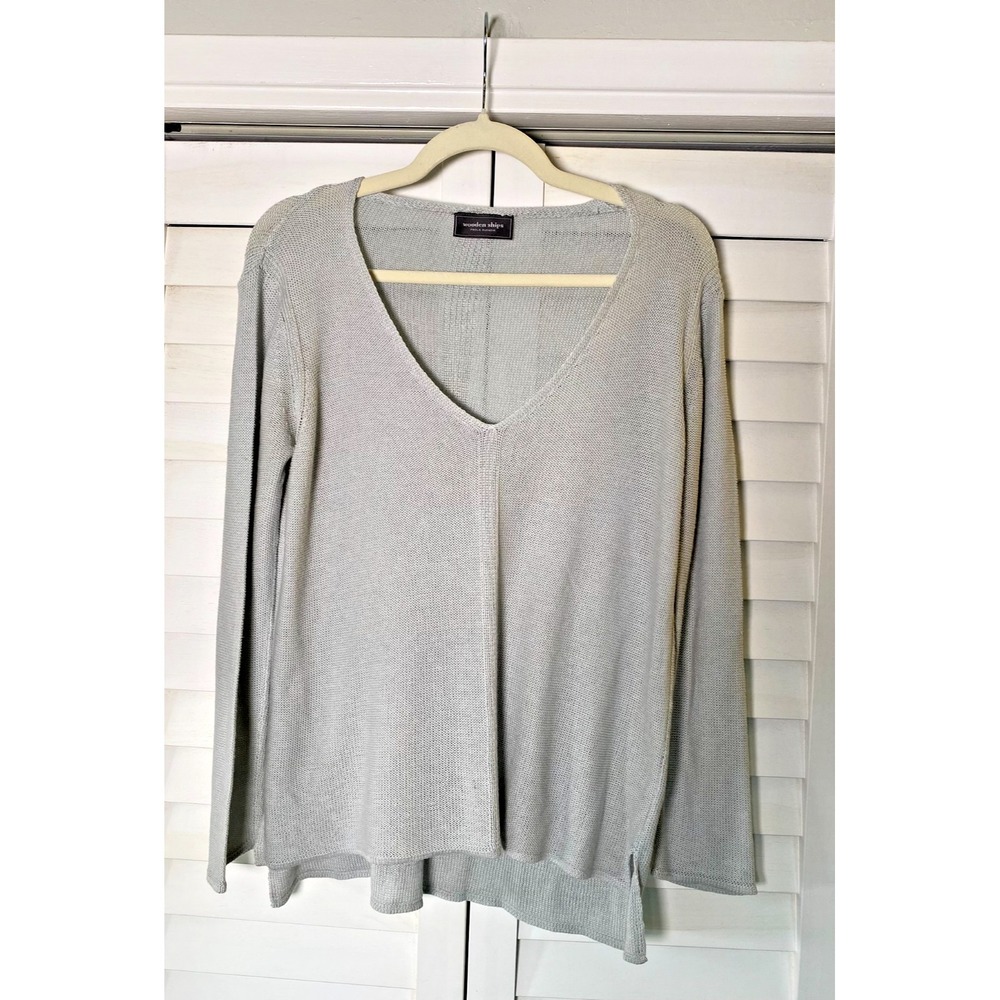 NEW Wooden Ships Paola Buendia Summer Light Gray Knit Sweater, Delicate/Soft XS